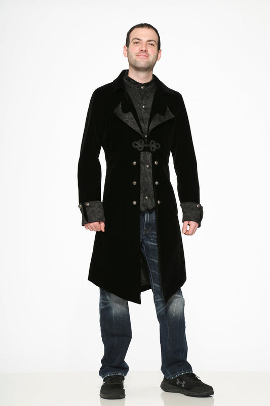 80060 Abrigo de terciopelo negro para hombre