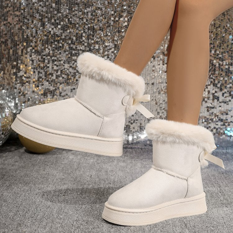 Women's Bowknot Suede Snow Boots