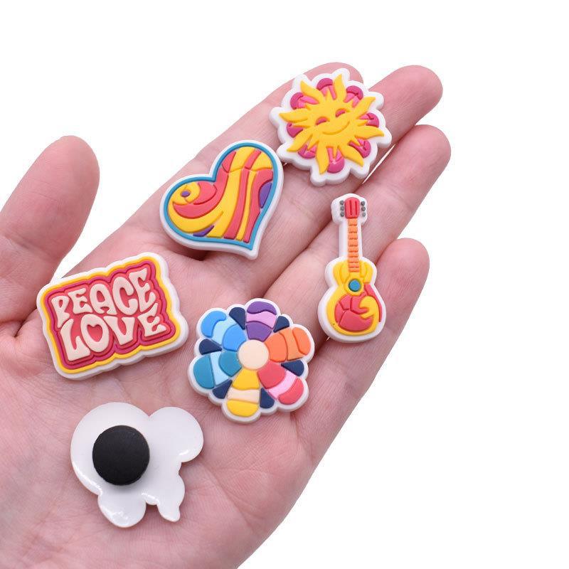 Peace Love Hole Shoes Accessories PVC Shoe Buckle