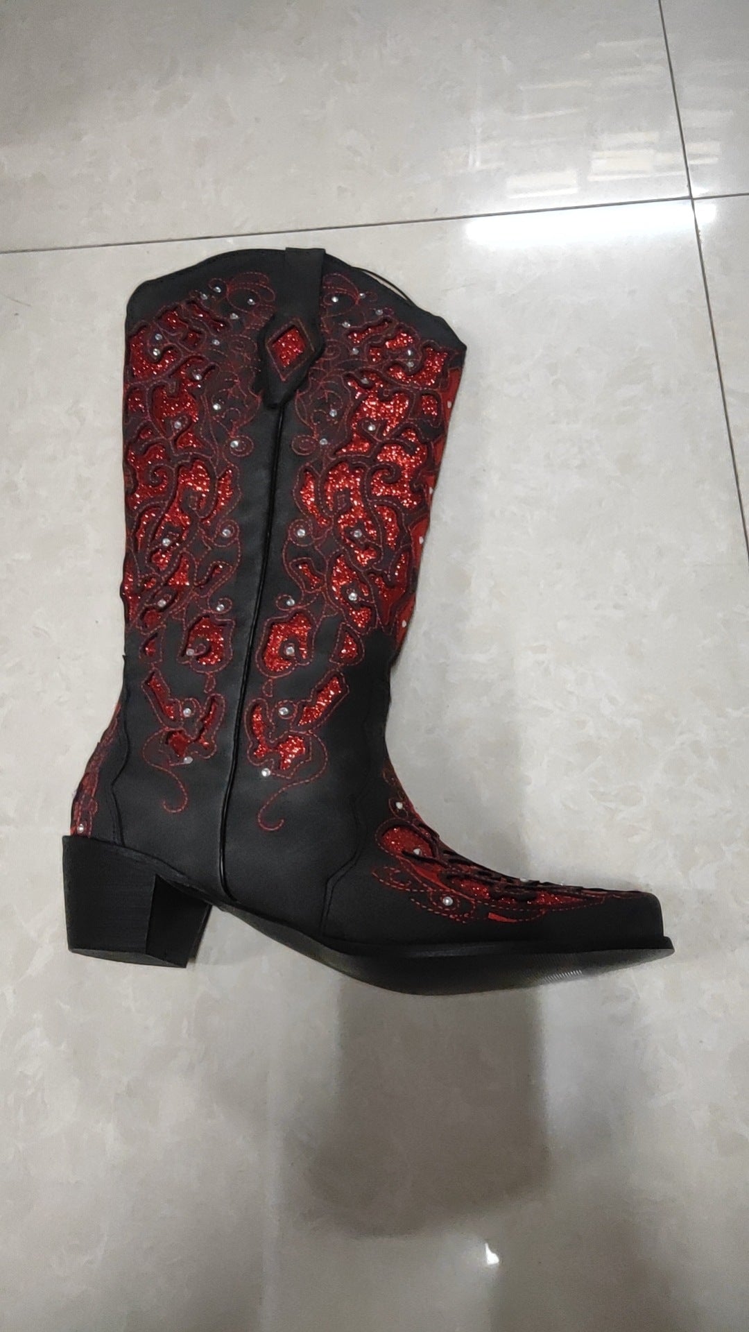 Women's Rhinestone Ornament High Leg Boot
