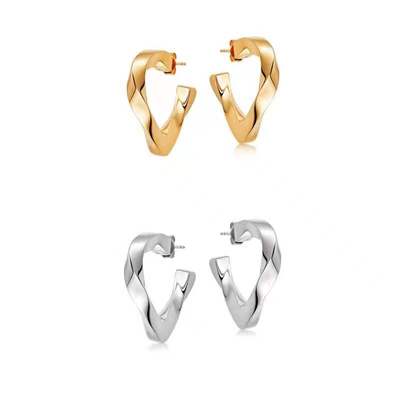 Triangle Earrings S925 Twisted Geometric Lines