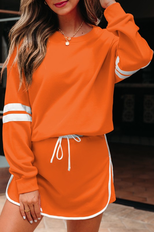 Conjunto de jersey y minifalda Varsity Stripe