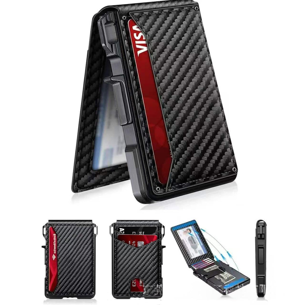 Carbon-Fiber Leather Card Holder Wallet Shoes