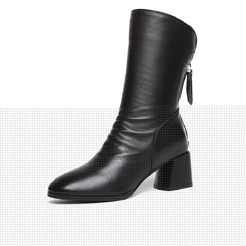 Women's Pointed-Toe Block Heel Martin Boots
