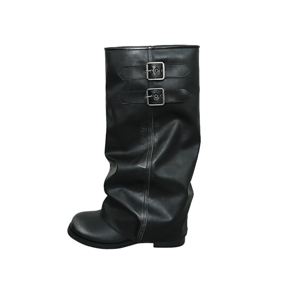 Womens Retro-style Below-the-knee Boots With Belt-loop Detailing On The Shaft