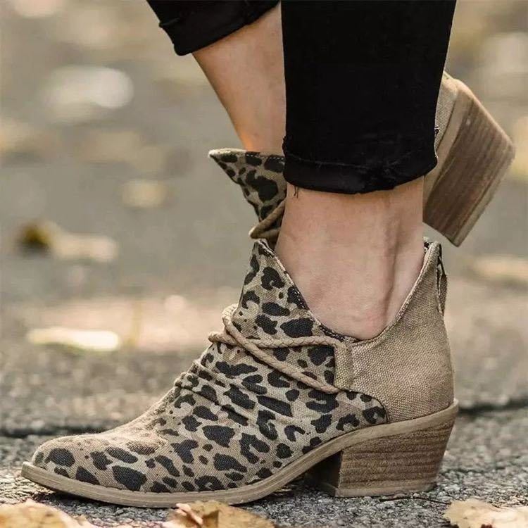 Women's Thick Heel Leopard Print Boots