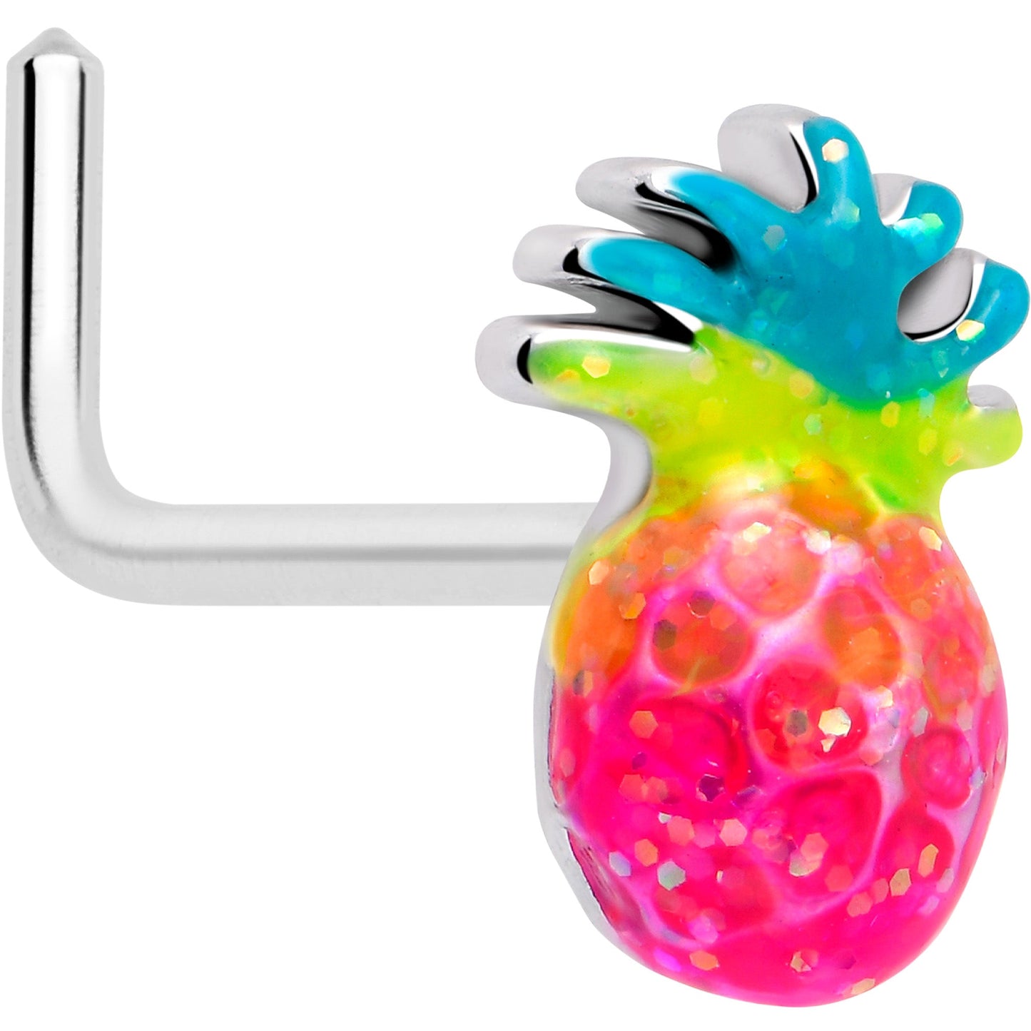 20G 7mm Hot Tropical Pineapple L Shape Nose Ring