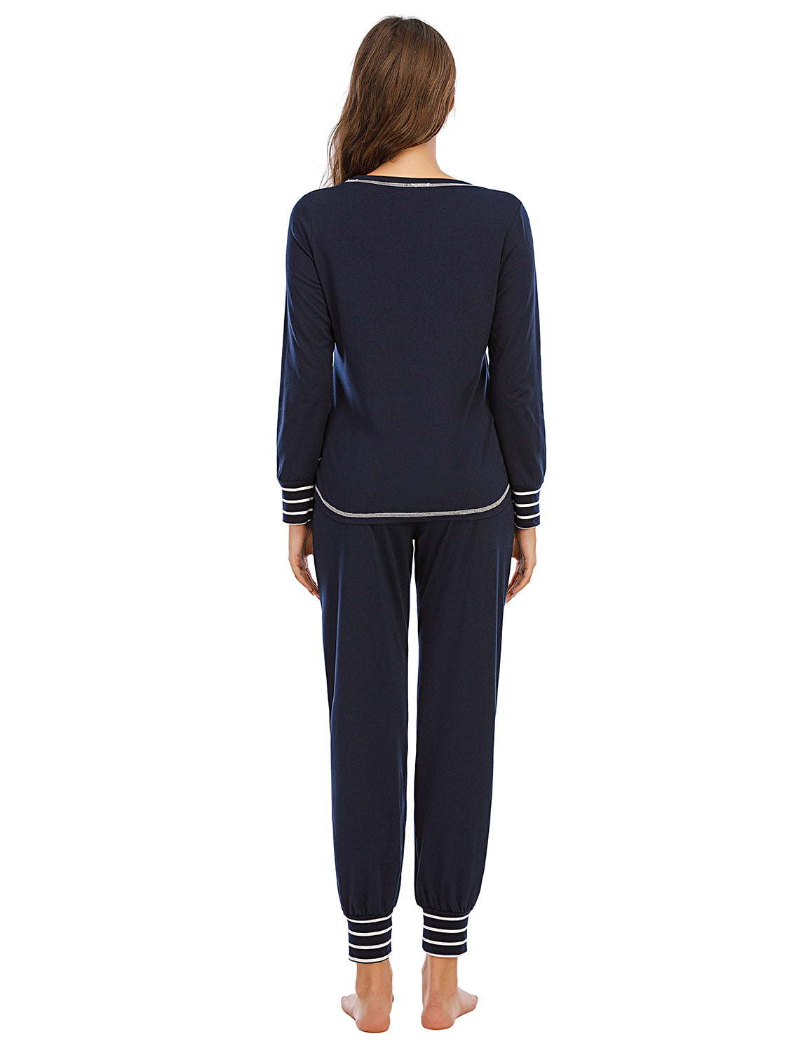 Conjunto de pantalones y top de cuello redondo para estar en casa