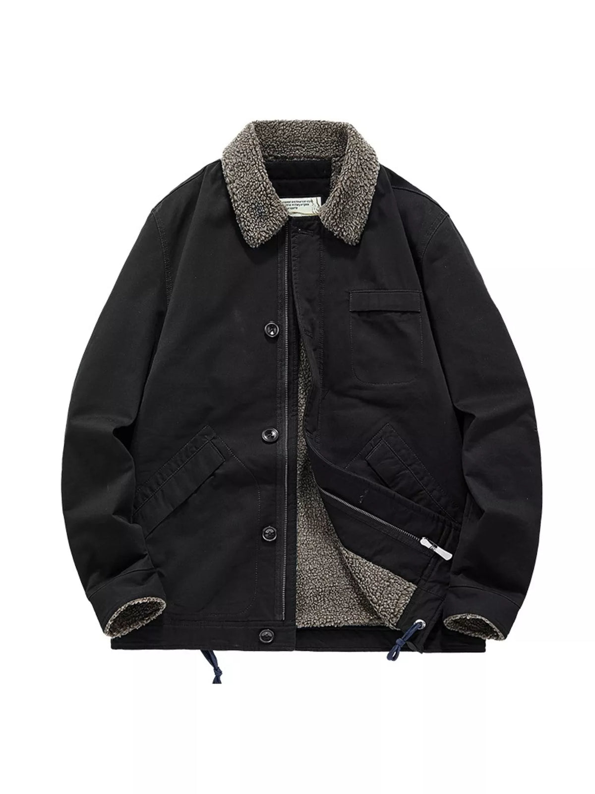Men's Plus Size Sherpa Collar Button Up Jacket