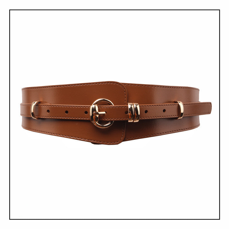 Fallwinter Fashion Coat With A Wide Waist Belt