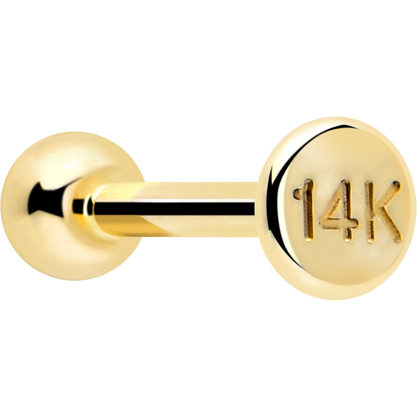 14k Solid Yellow Gold 2mm CZ Gem Threadless Push In Flat Back Stud