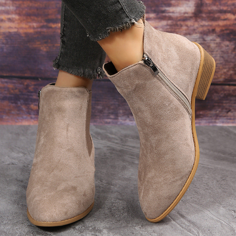 Women's Pointed Suede Elastic Band Boots