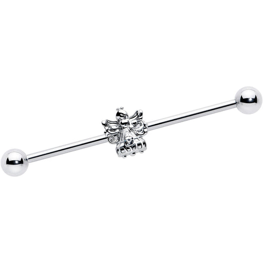 14G Clear CZ Gem Fabulous Angel Industrial Barbell 38mm