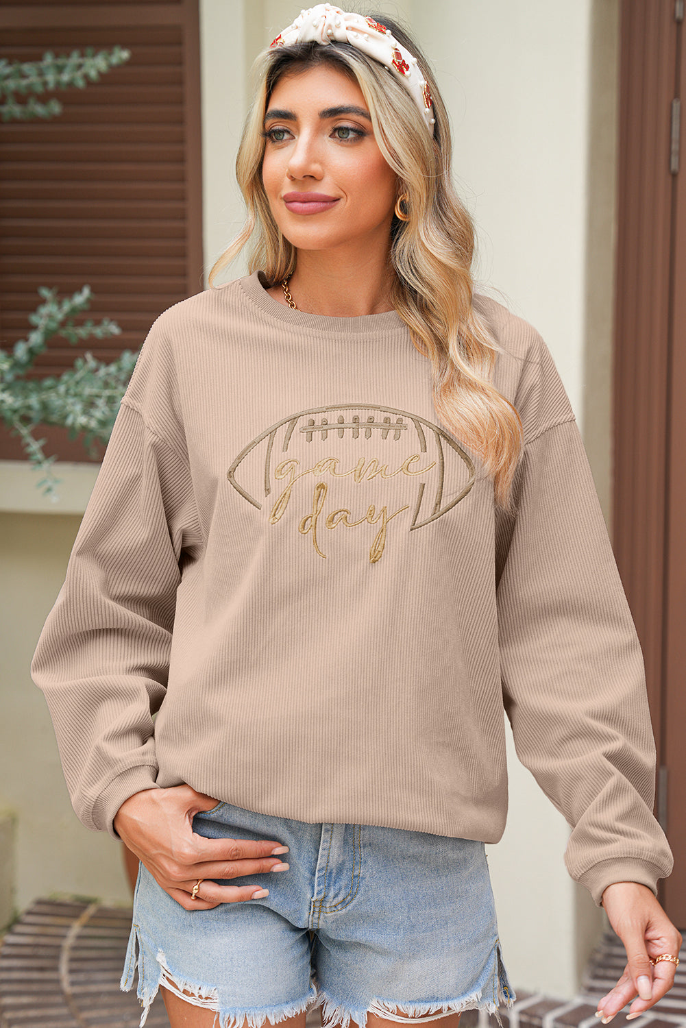 Sudadera gruesa bordada de fútbol negro para el día del partido