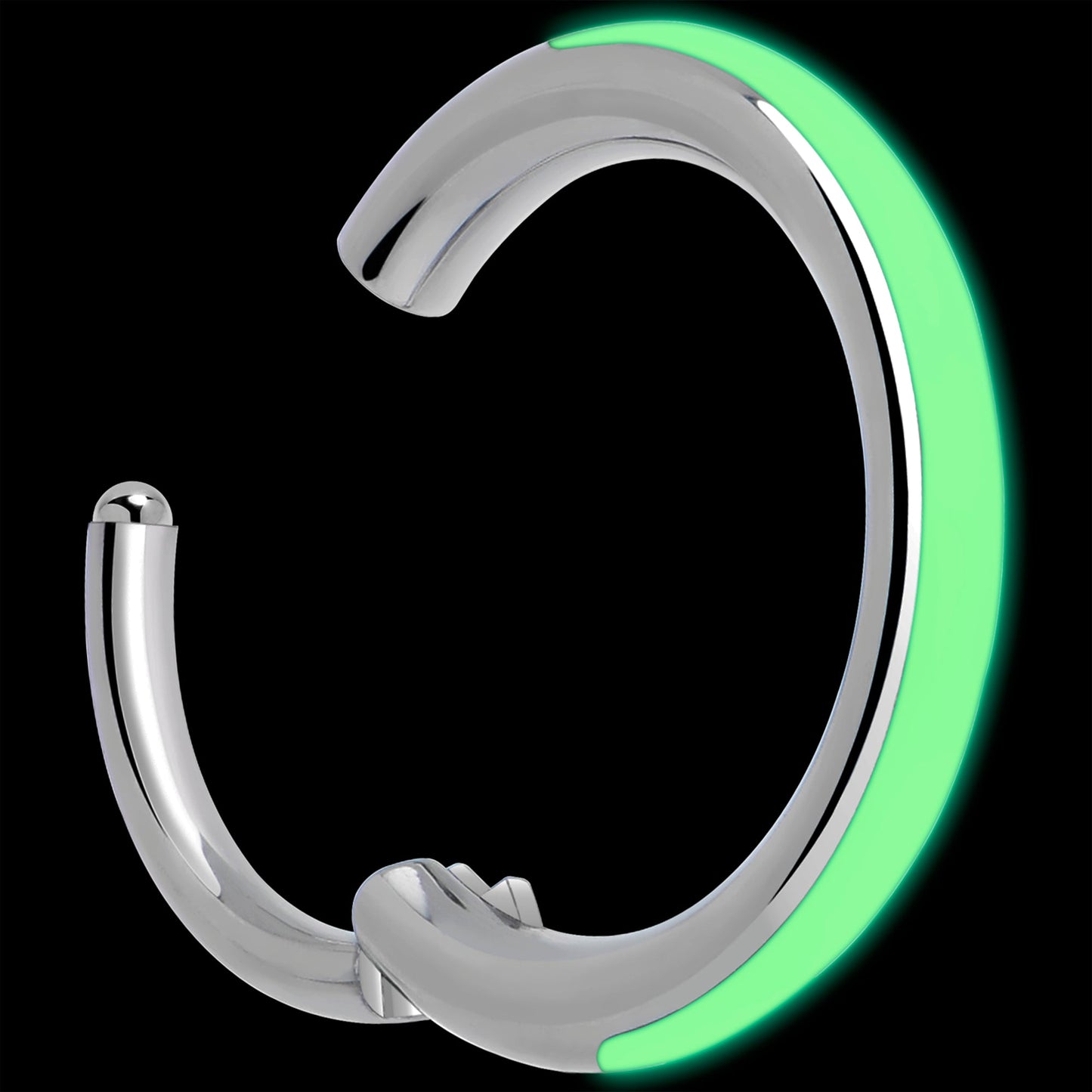 20G Implant Grade Titanium  Glow in the Dark Hinged Segment Nose Hoop