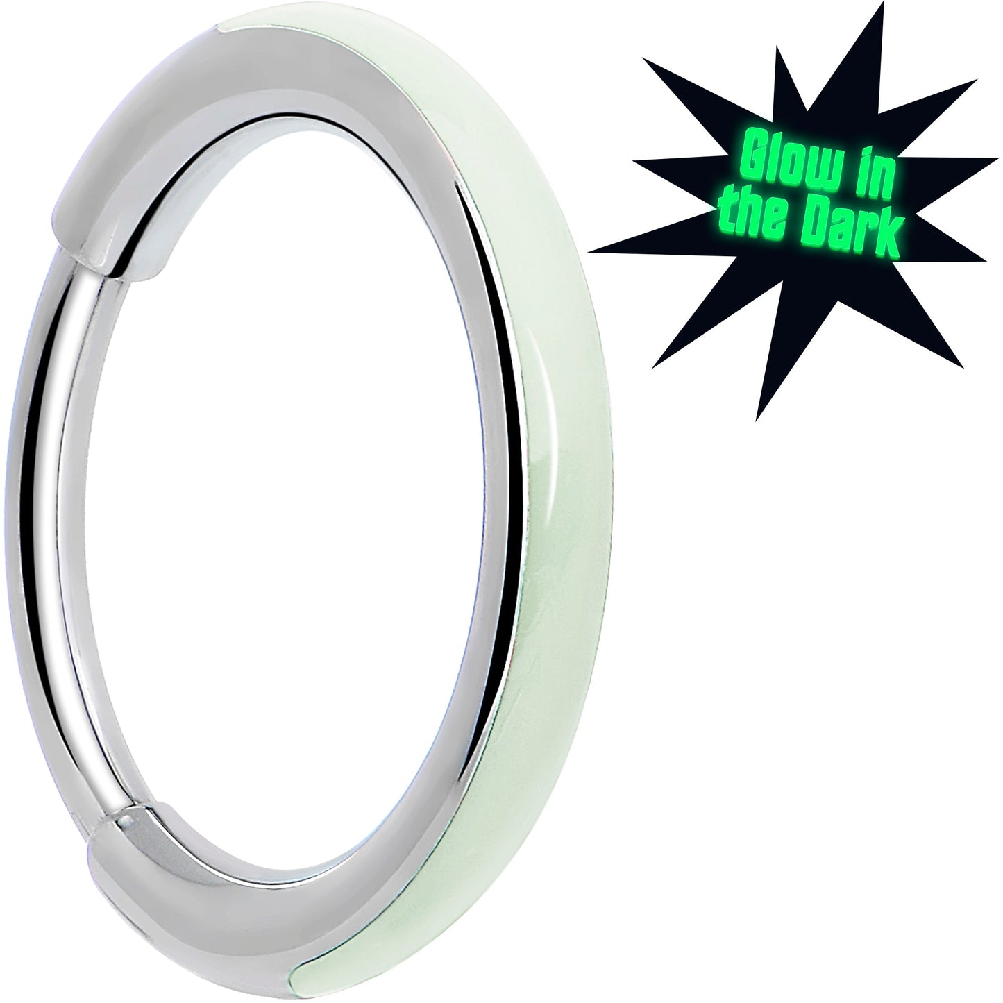 20G Implant Grade Titanium  Glow in the Dark Hinged Segment Nose Hoop