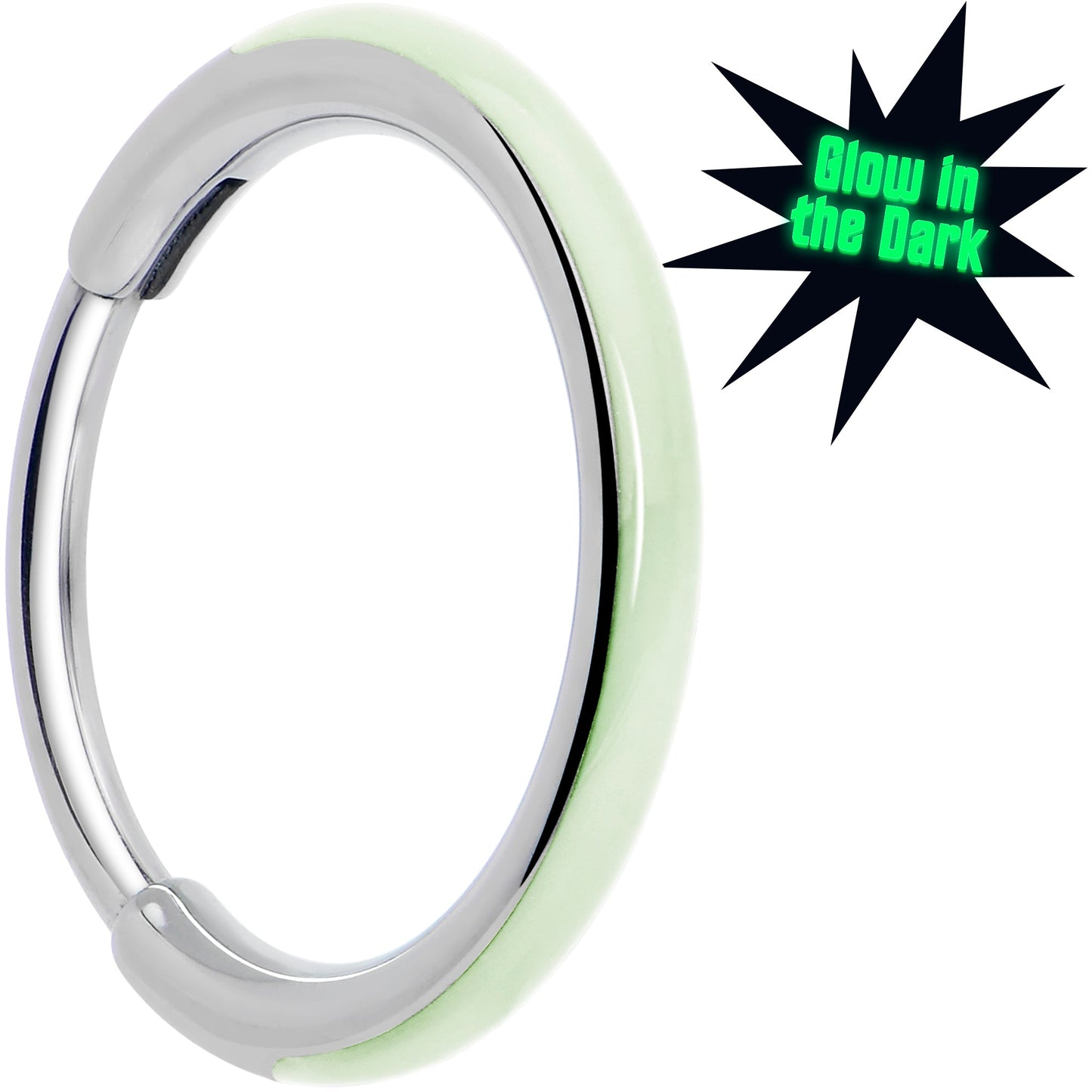 20G Implant Grade Titanium  Glow in the Dark Hinged Segment Nose Hoop