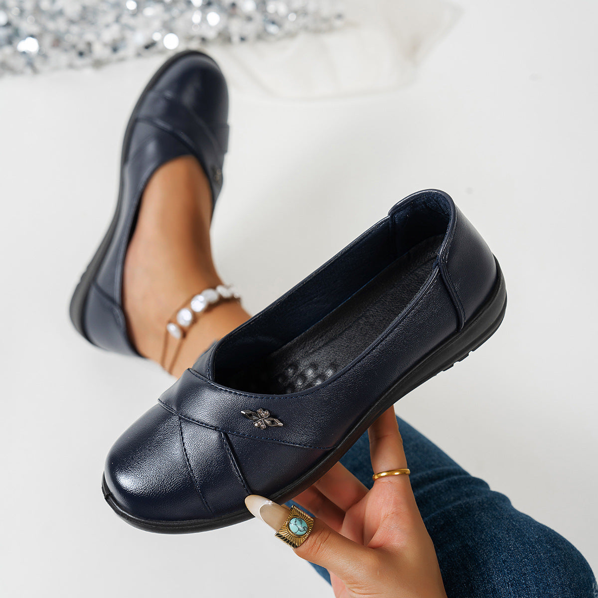 Women's Chanel-style Flat Loafers With A Metal