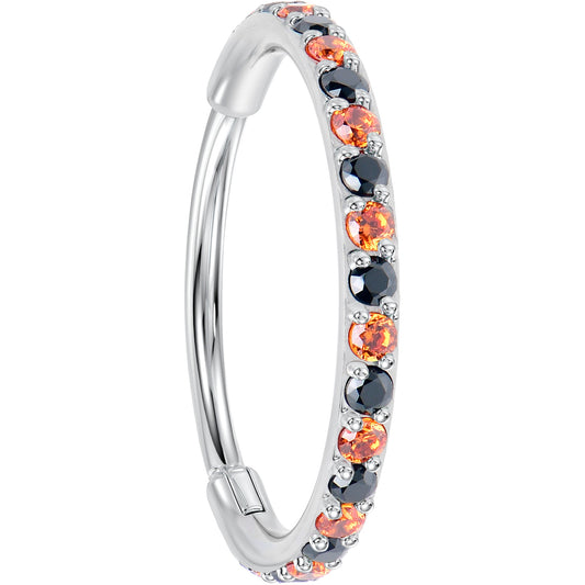 20G Micro Gem Titanium Hinged Nose Hoop - Black Orange Nose Ring