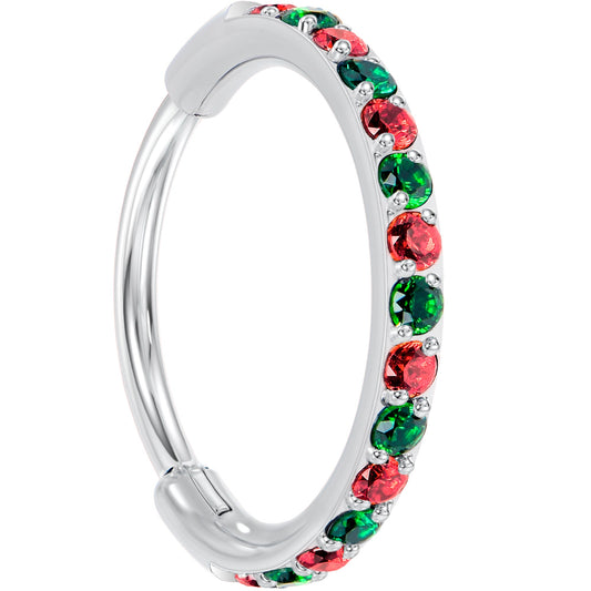 20G Micro Gem Titanium Hinged Nose Hoop - Christmas Nose Ring