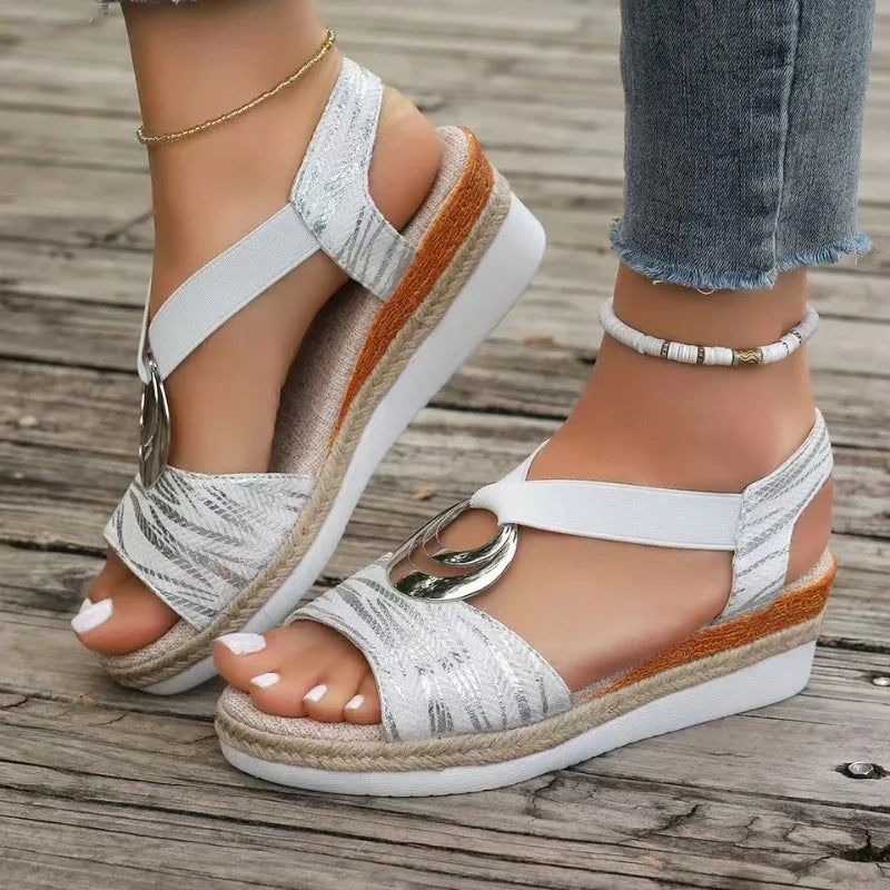 Women's Hemp Rope Wedge Peep Toe Sandals