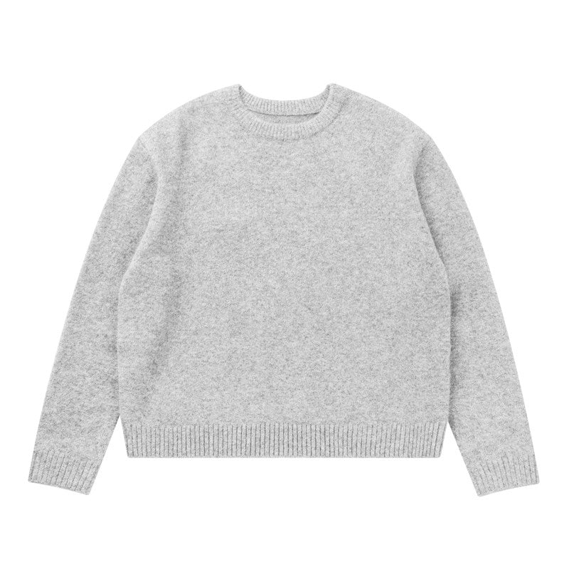 Stuffed Cotton Crewneck Wool Knit Sweater For Commuting