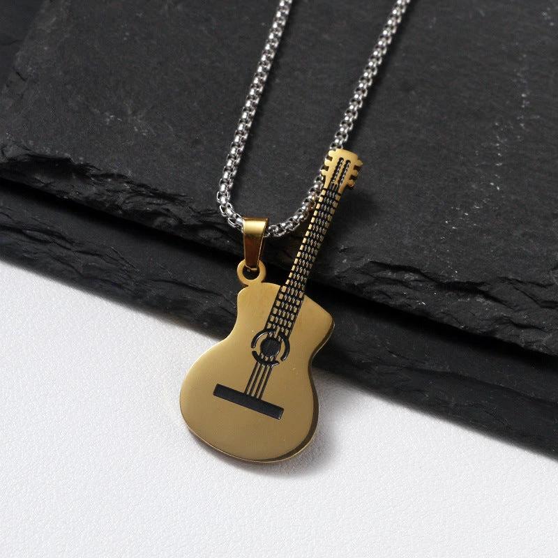 Stainless Steel Music Guitar Necklace For Men