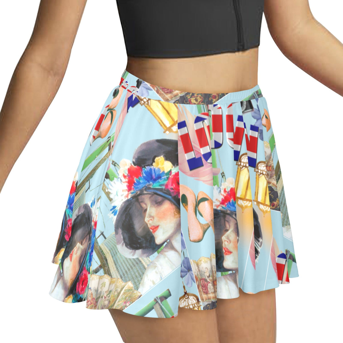 Women's London Fashion All Over Print Mini Skater Skirt