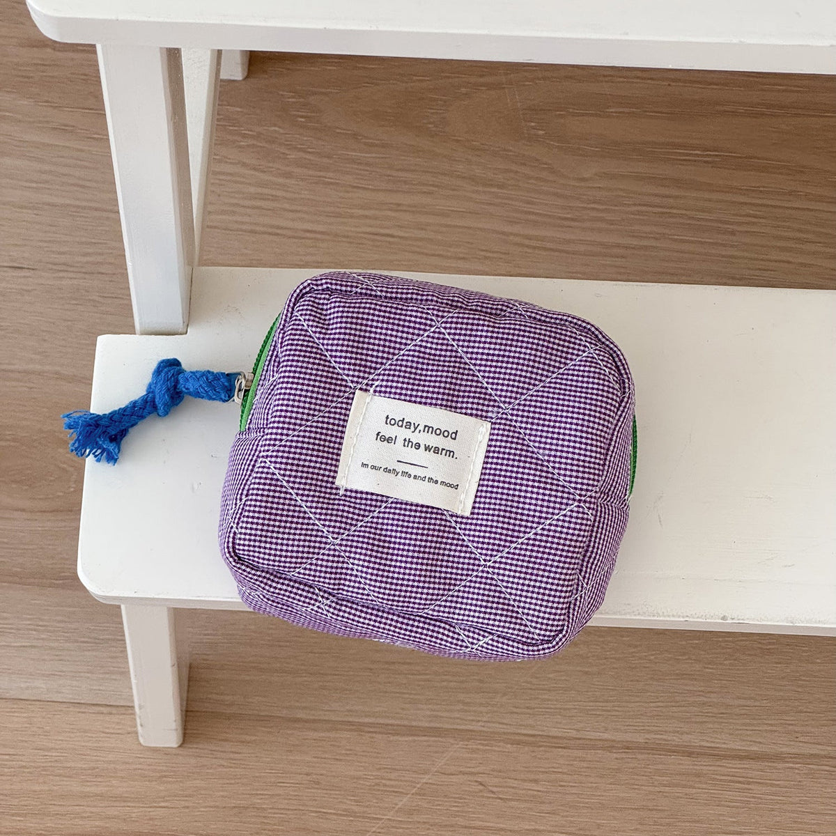 Portable Canvas Plaid Coin Purse