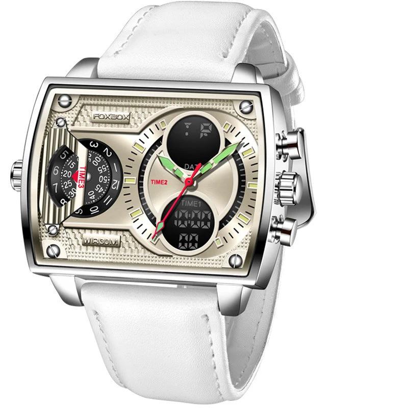 Quartz Electronic Dual Display Multi-function Square Watch
