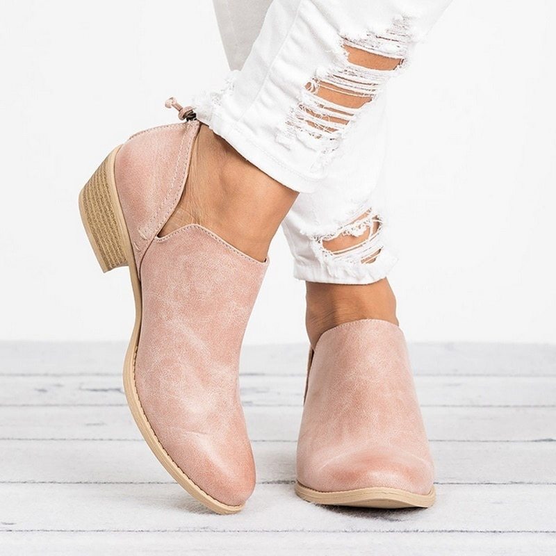 Zapatos de mujer de otoño Botines retro de tacón alto