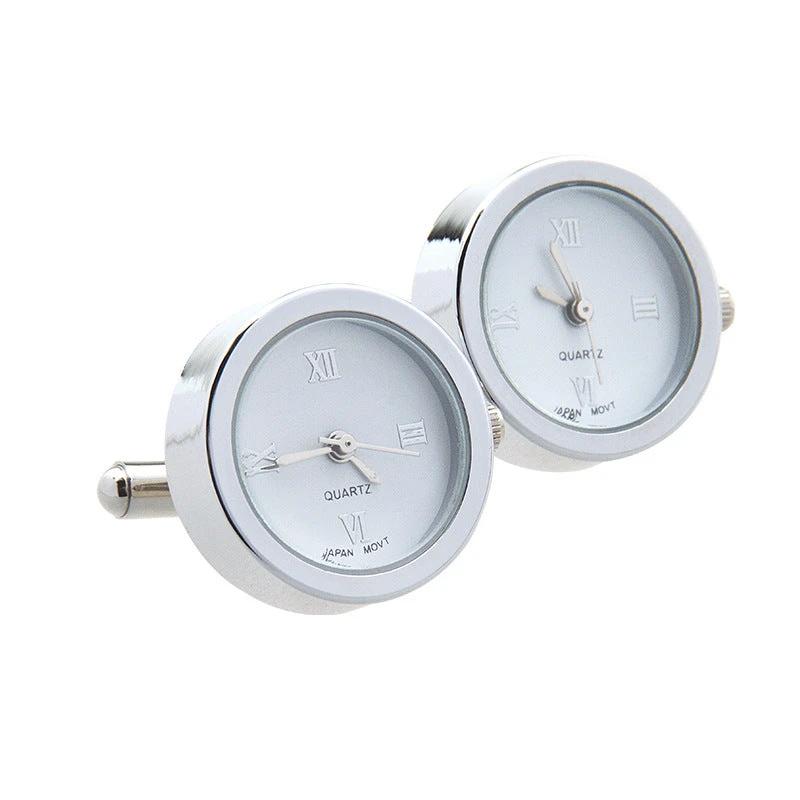 Stainless Steel Quartz Clock Cuff Links