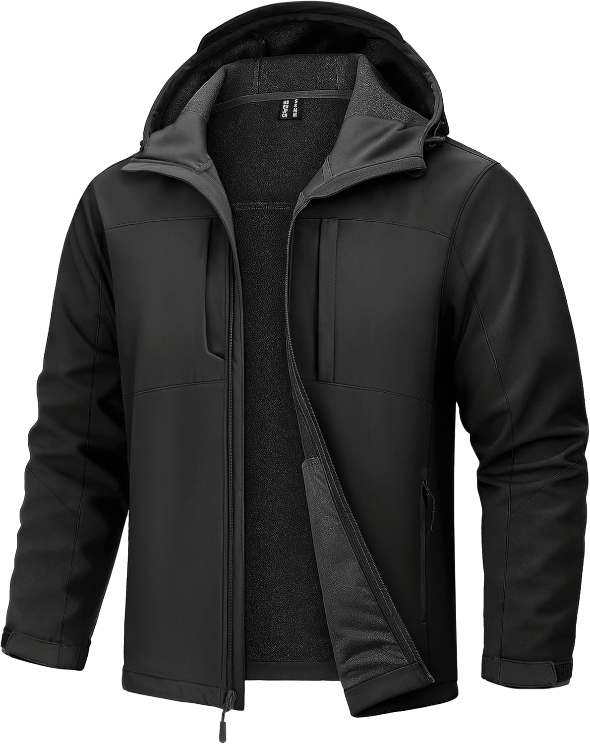 7DAY'S Men's Softshell Jacket with Hood Waterproof Tactical Fleece Coat Winter Windbreaker Lightweight Rain Jackets