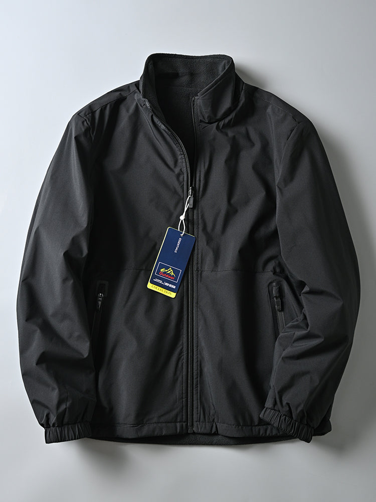 Men's Windproof Waterproof Velvet Warm Stand-up Collar Jacket