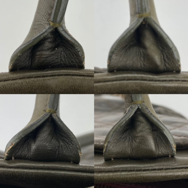 CHANEL Glazed Calfskin Shagreen Large Bindi CC Grey Tote Hand Bag