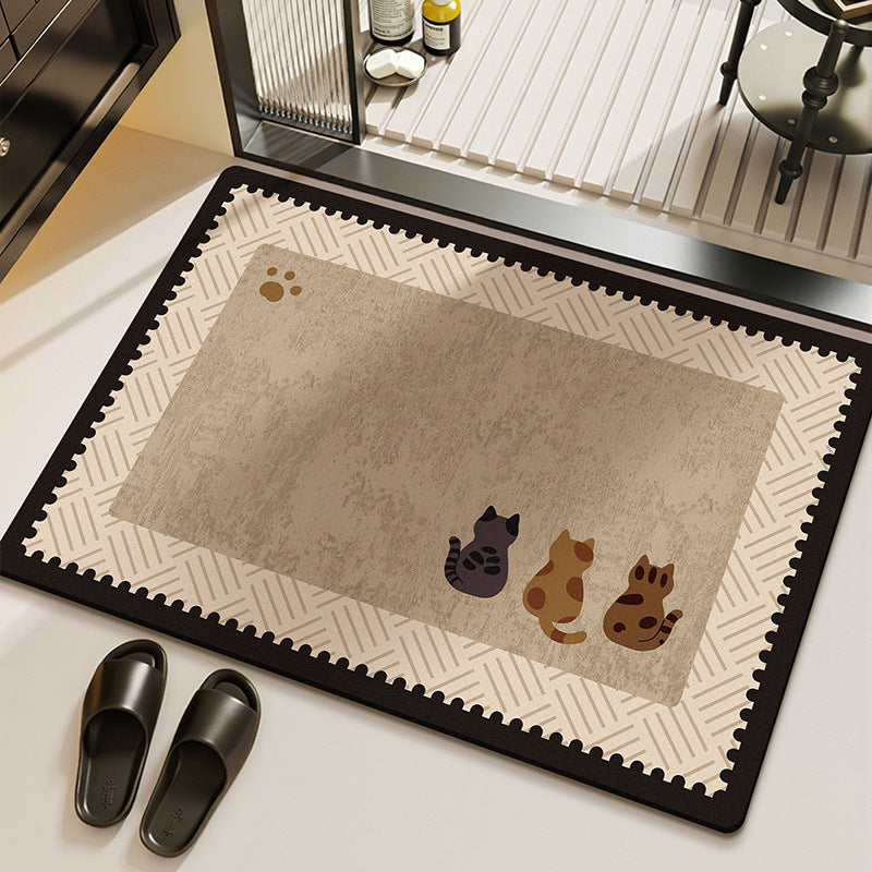 Stain-resistant Diatomaceous Earth Rug That Absorbs Water And Dries Quickly