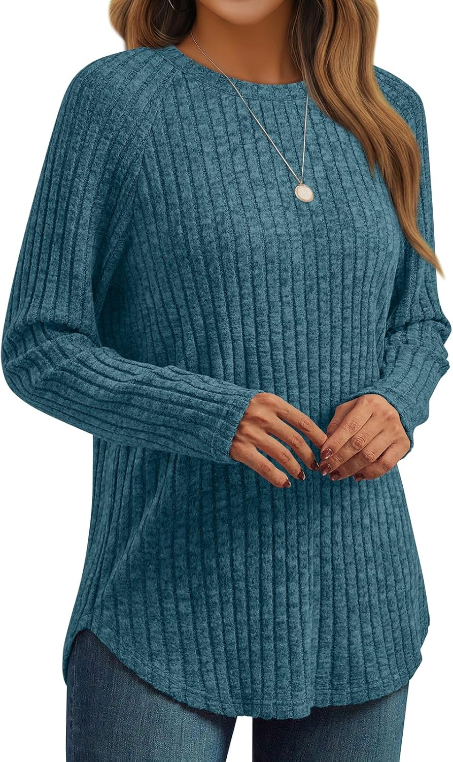 7DAY'S Womens Long Sleeve Shirts Fall Fashion Tops 2025 Crewneck Dressy Sweaters Tunic Winter Clothes Casual Outfits