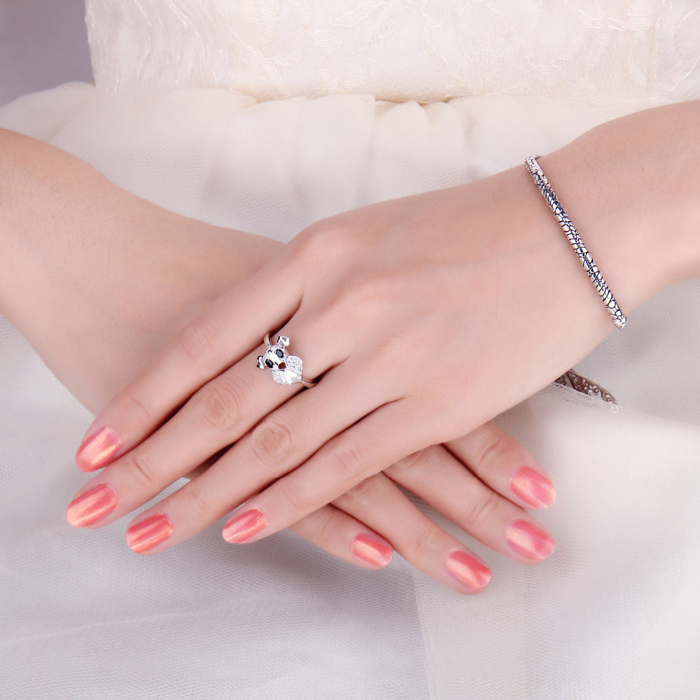 S925 silver cute puppy ring