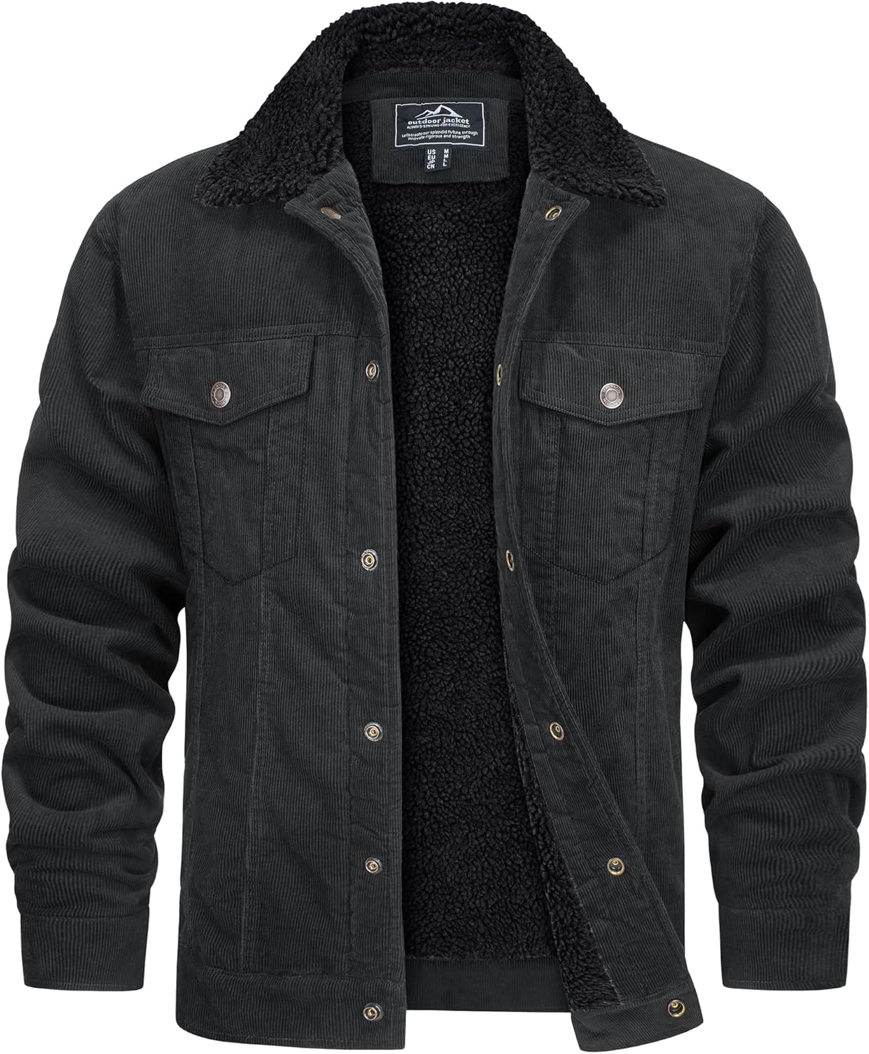 7DAY'S Men's Corduroy Jacket Fleece Sherpa Lined Winter Coats Warm Cotton Casual Trucker Cargo Jacket with Multi Pockets