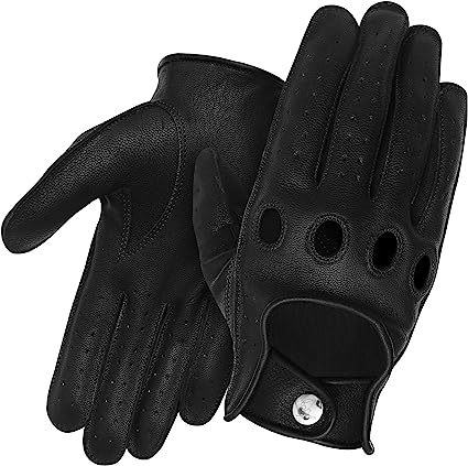 Guantes de cuero de Caballero Oscuro - Diseño de dedos completos (Negro)