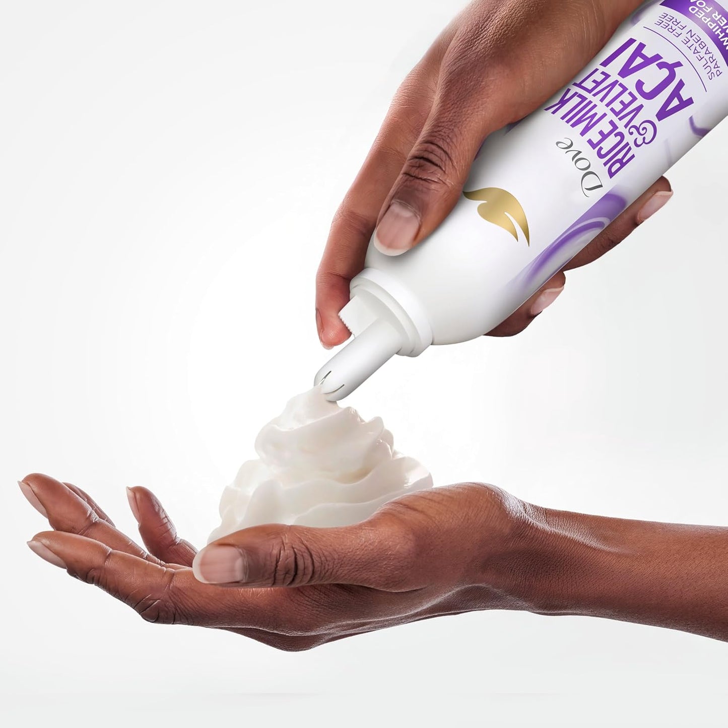 Dove Whipped Shower Foam for Women Rice Milk & Velvet Açaí for Hydrated & Soft Skin 10.3 FO