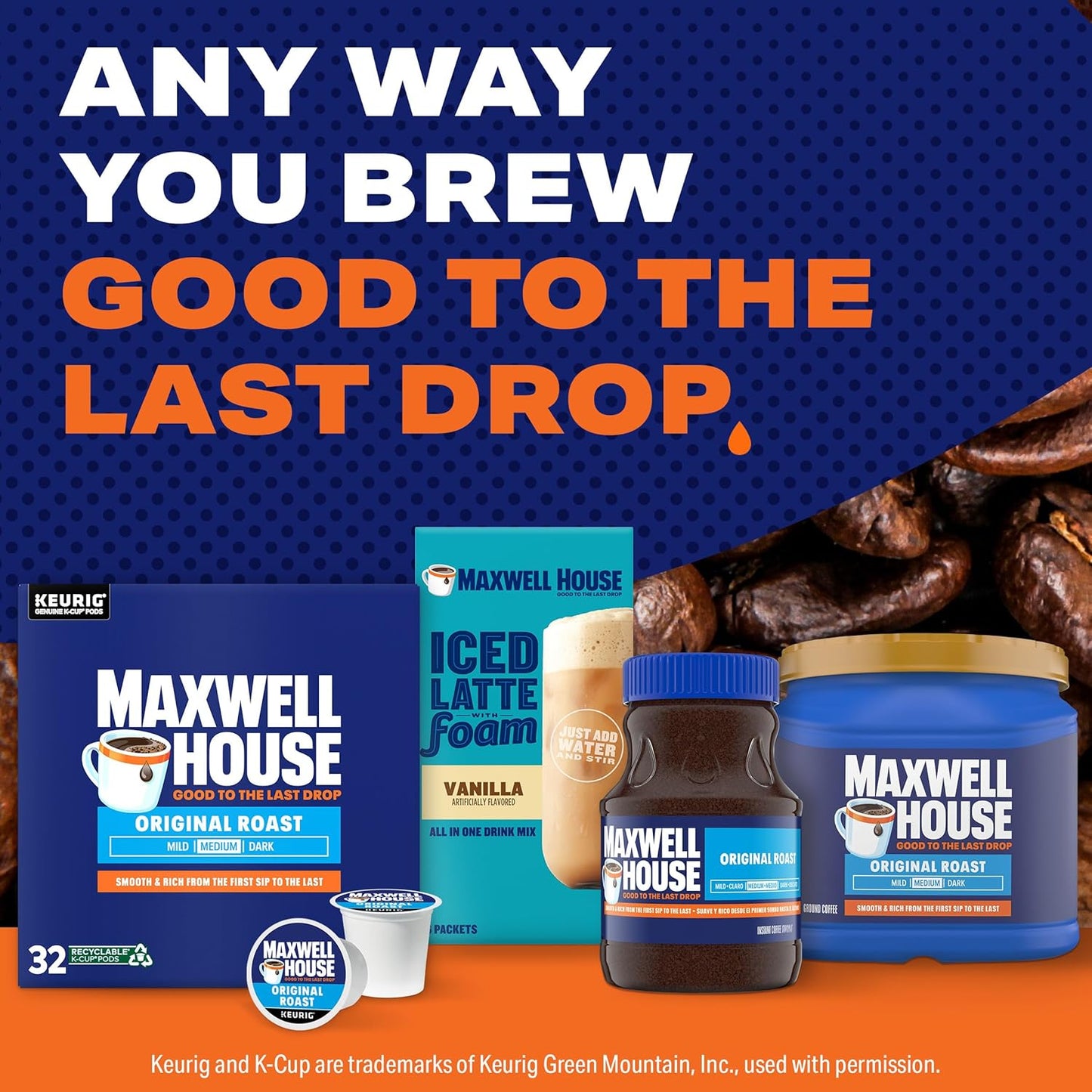Maxwell House Original Roast Medium Roast K-Cup Coffee Pods (32 ct Box)