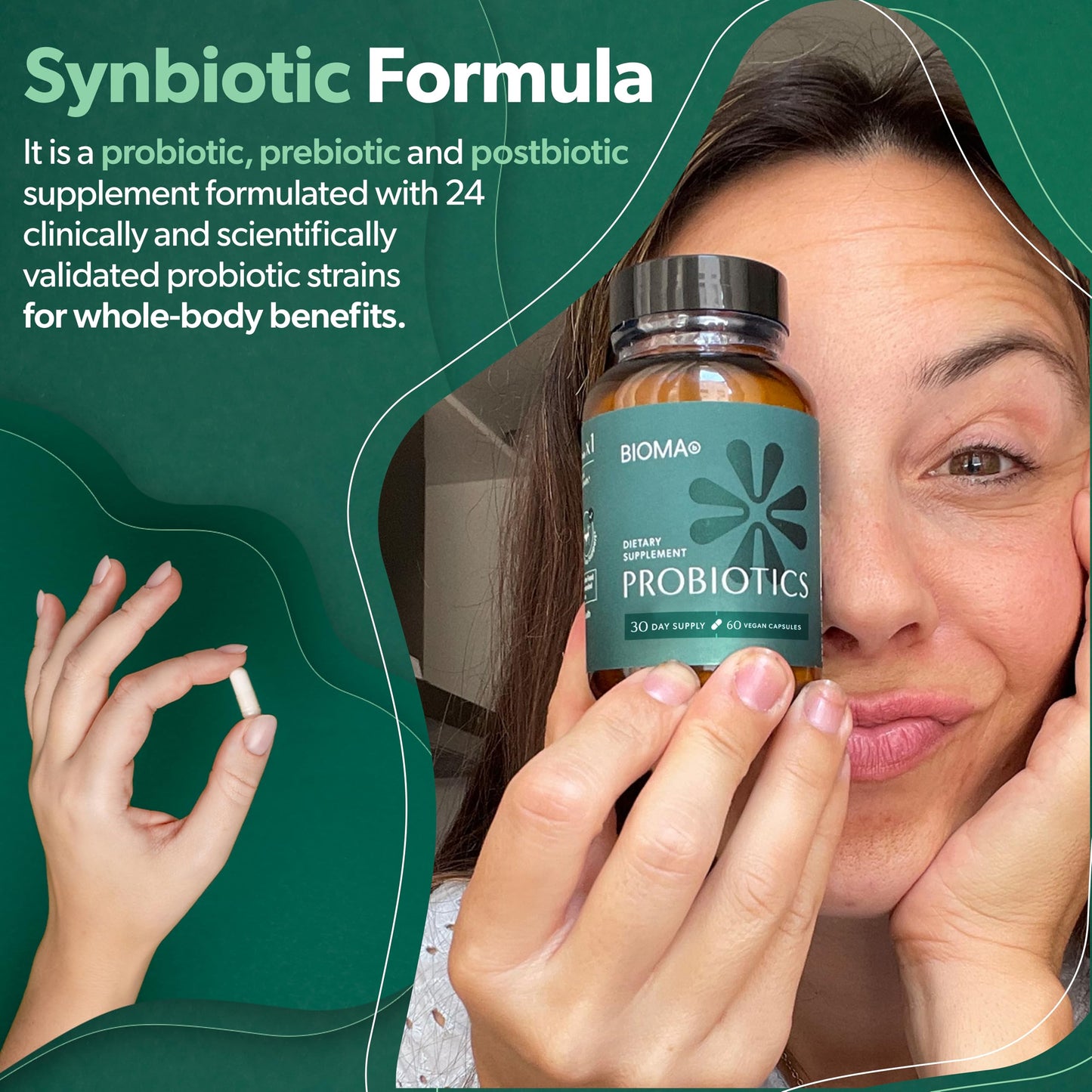BIOMA Probióticos Salud Digestiva Apoyo Intestinal para Hombres y Mujeres 60 Cápsulas