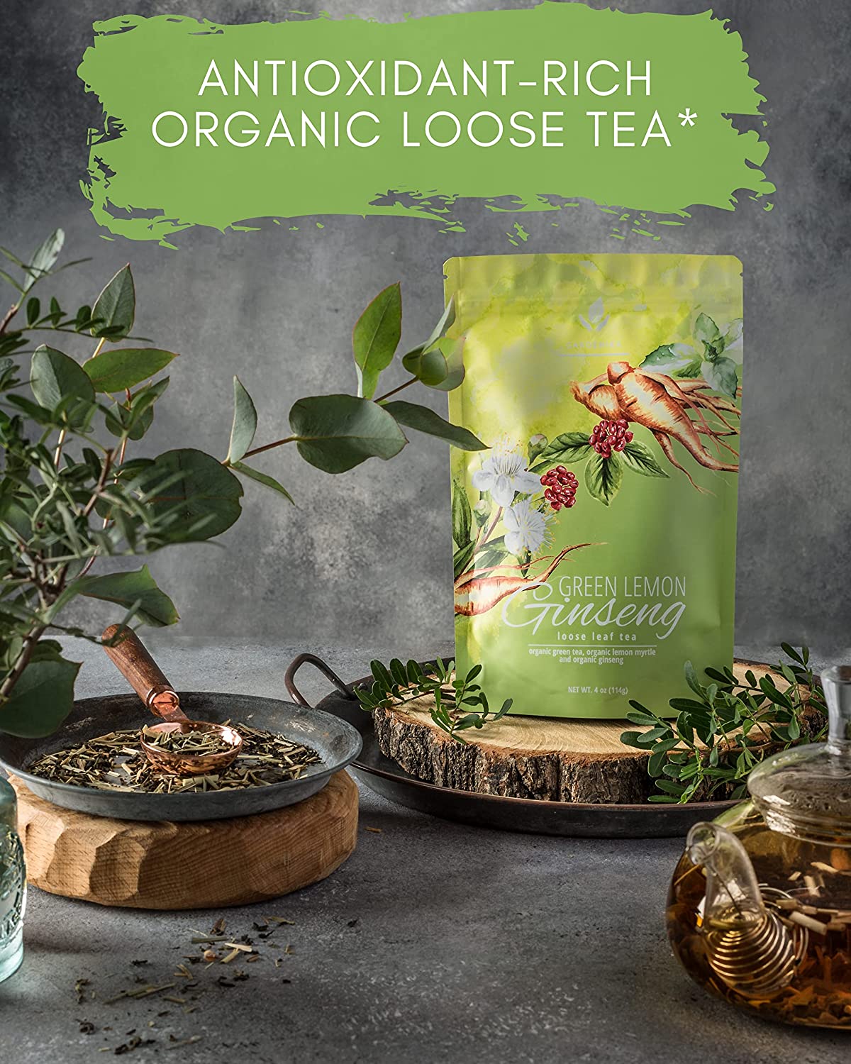 Té verde de ginseng, cafeína media - Aporte de energía - Ecológico y Kosher