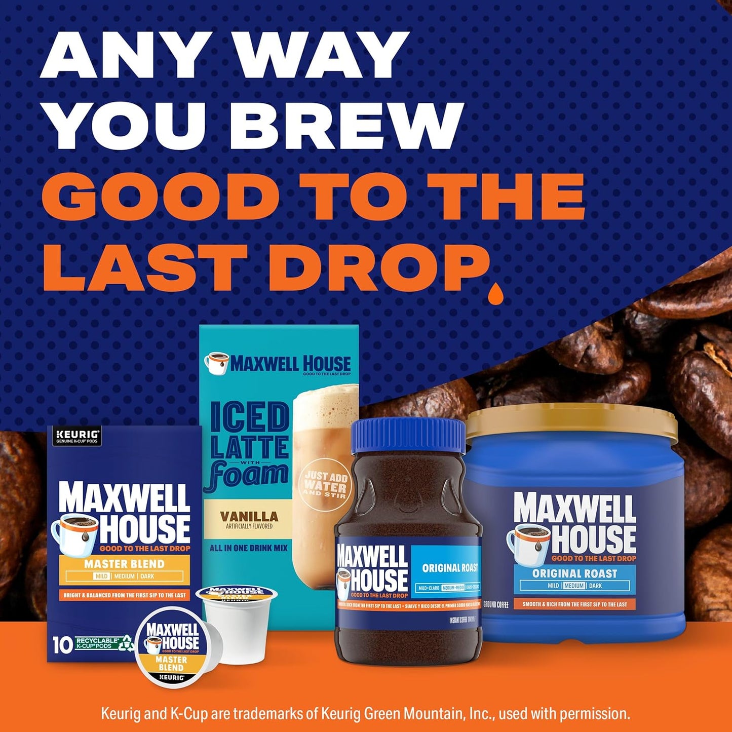 Maxwell House Master Blend Mild Roast K-Cup Coffee Pods, 10 ct Box