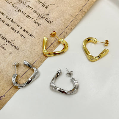 Triangle Earrings S925 Twisted Geometric Lines