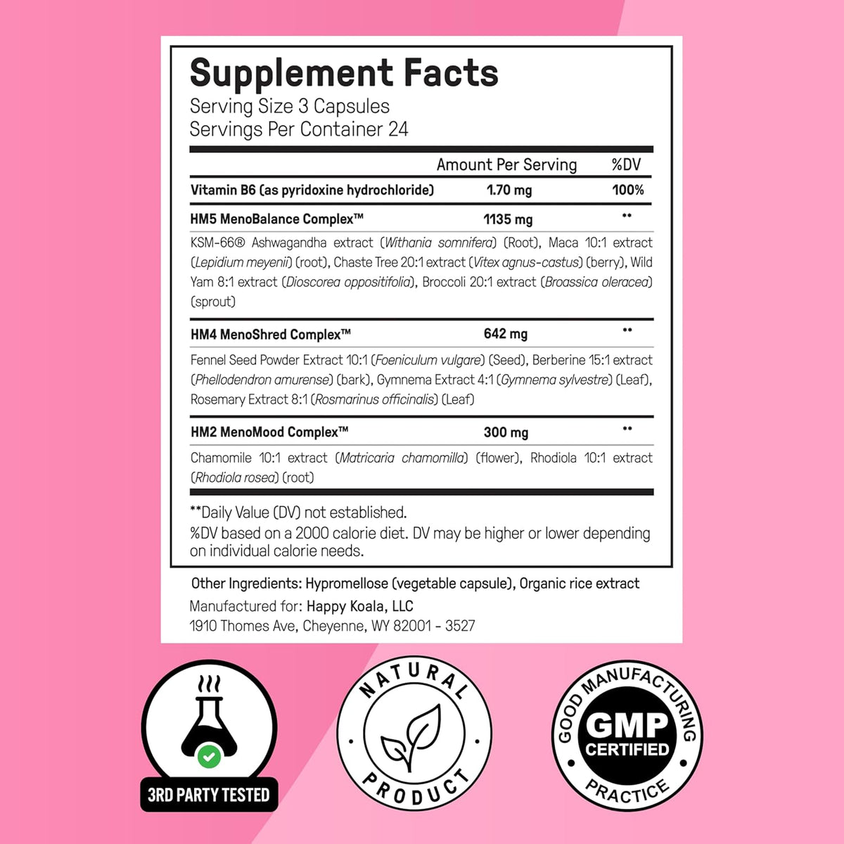 Happy Mammoth Hormone Harmony Natural Hormonal Support for Women 72 Capsules