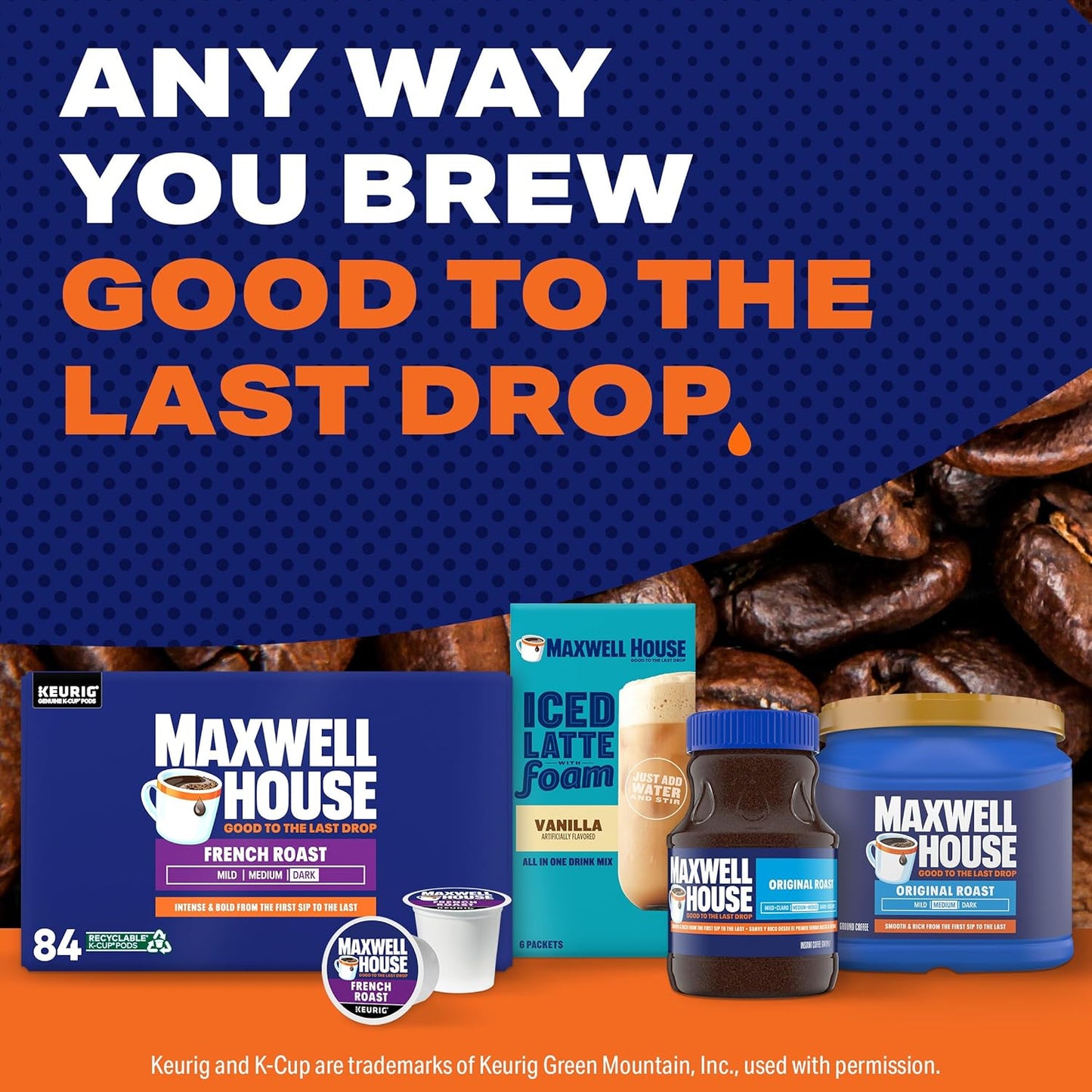 Maxwell House French Roast Dark Roast K-Cup Coffee Pods, 84 ct Box