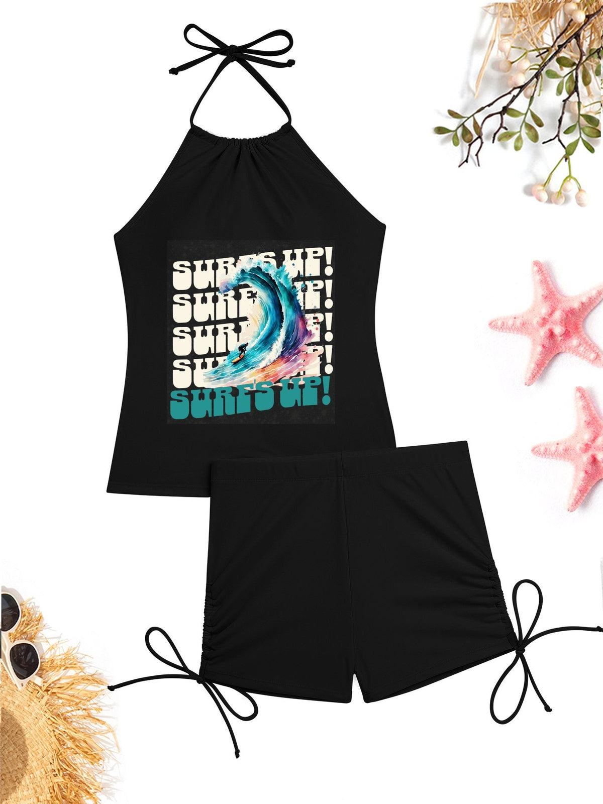 Surf's Up Tankini Swimsuit with Shorts for Women (Front Printing)