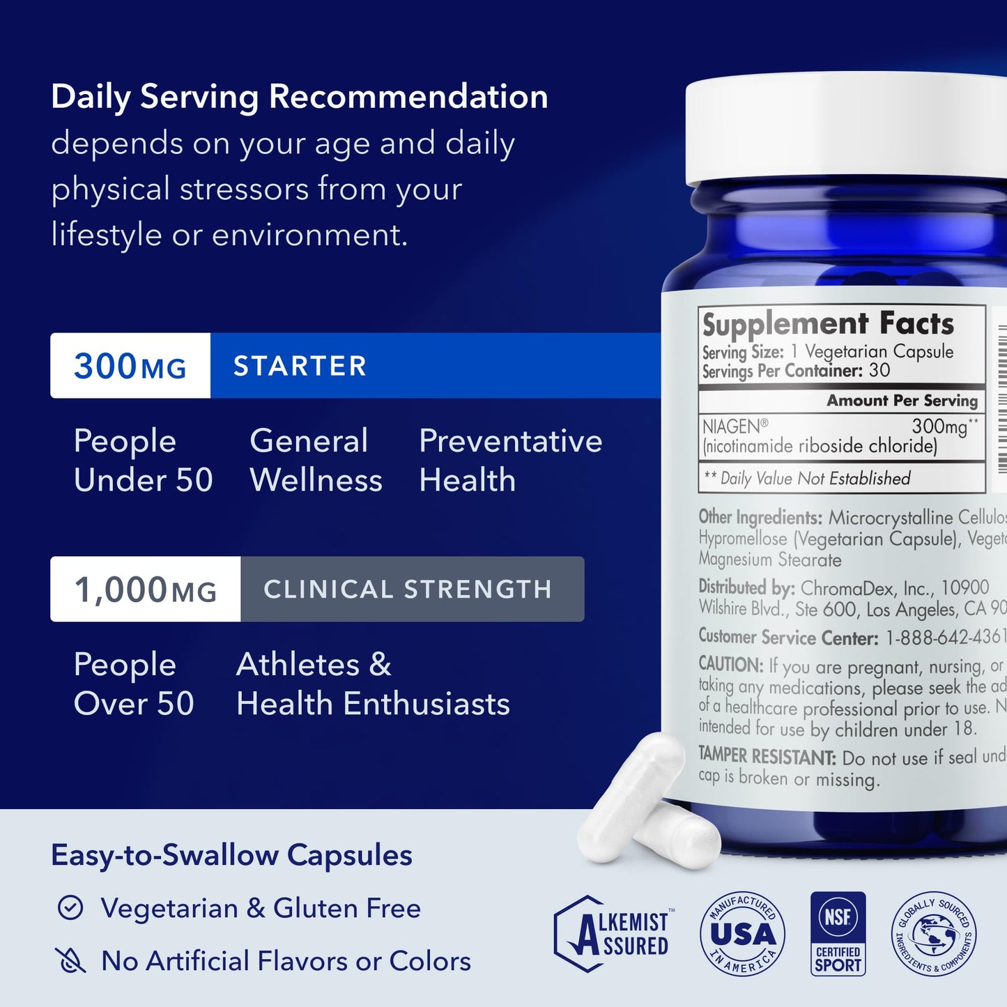 TRU NIAGEN Patented NAD Supplement for Anti Aging and Cell Regeneration, 300mg Niagen, 30 Servings